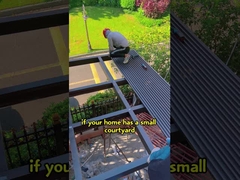 Galpão para proteção solar do pátio e do jardim