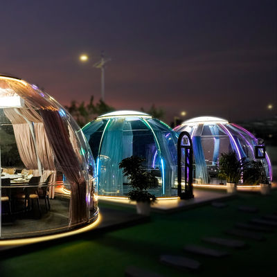 comprar Boa Qualidade Outdoor Hotel Resort Pc Leisure Round Glamping Protetor Solar Double Dome Casa Tenda online manufacture