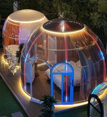 comprar 4.0m+2.7m Diâmetro Tenda de Cúpula Transparente Cúpula Geodésica Glamping PC Tendas Casa de Cúpula online manufacture