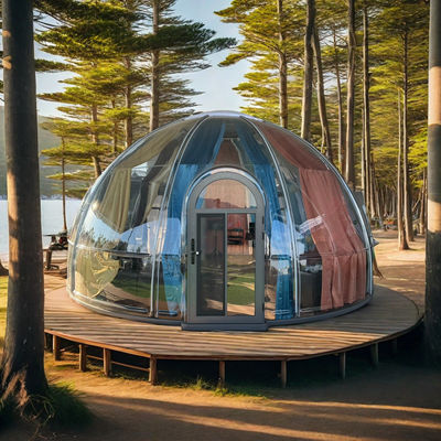 Moderno estilo Casa de bolhas de policarbonato transparente pré-fabricada isolada tenda de picnic de cúpula para festa de hotel uso de material de recipiente verde