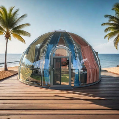 PC Estrutura de aço bolha geodésica tenda de cúpula móvel casa verde glamping ao ar livre ambientalmente amigável