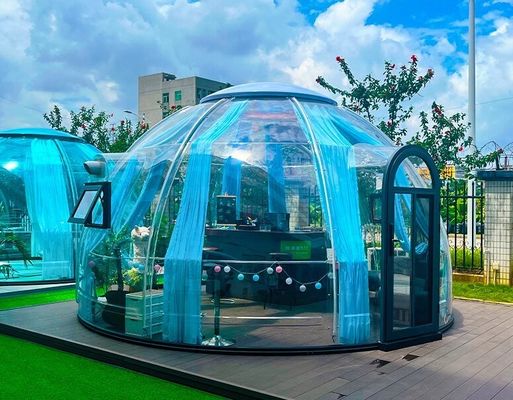 Tenda de resort transparente Casa de cúpula dupla Glamping exterior Tenda de cúpula de policarbonato
