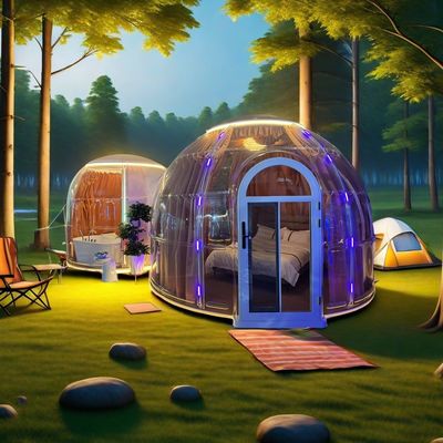 Novo design de tenda de domo de policarbonato modular pré-fabricado PC Casa de domo de bolhas duplas para resort