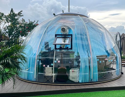 Alta resistência luxuosa impermeável de policarbonato Cúpula Tenda Eco Com Banheiro PC Casa Bolha