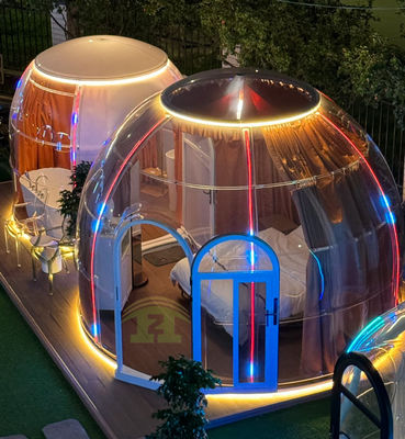 Modern Design Full House Prefab Outdoor Polycarbonate Clear Geodésica Bubble Dome Tenda Hotel Parque Dining-Green PC Casas Glamping