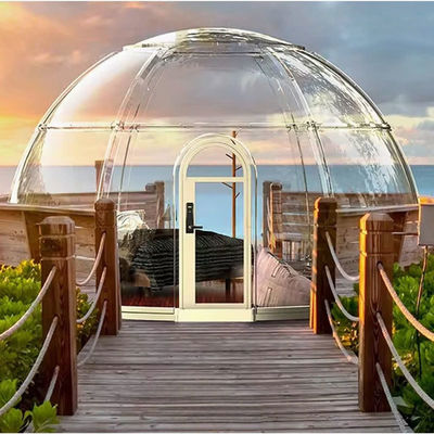 Hotel de acampamento transparente Cúpula pré-fabricada para casa de bolhas ao ar livre yurt com iluminação LED
