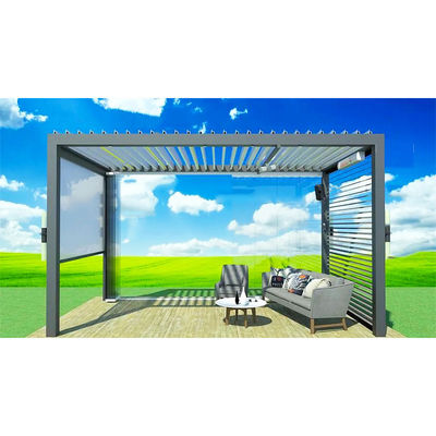 Pavilhão exterior Patio Flipped Louver Pavilhão de alumínio de liga exterior Pavilhão de sombra elétrica Villa Pavilhão de proteção solar